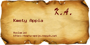 Kmety Appia névjegykártya